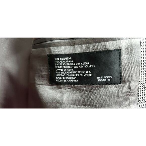 Stafford Men's Blazer 3 Button Black/Gray Sports Coat Size 46R Jacket Silk Wool - Picture 9 of 11